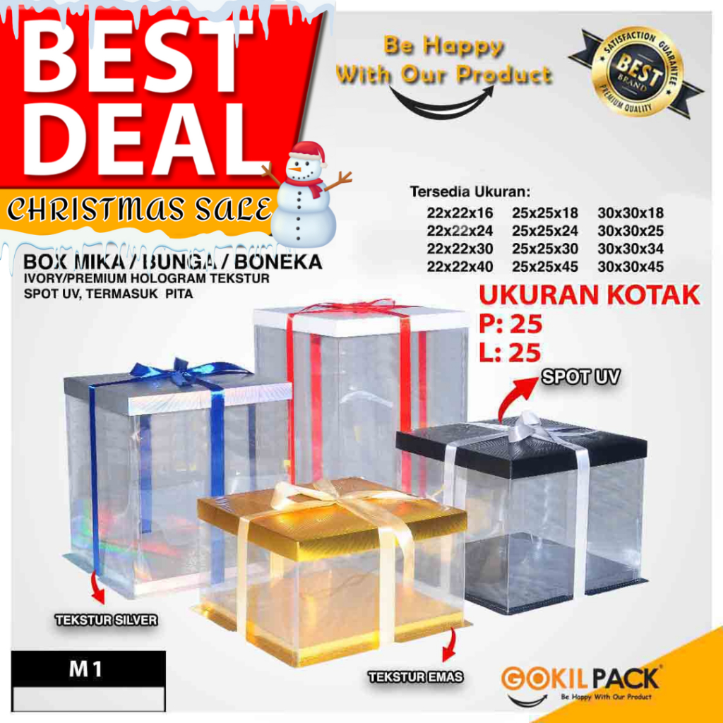 Cake Box Kotak Kue Mika Transparan Dus Hadiah - Tutup Hologram 25x25