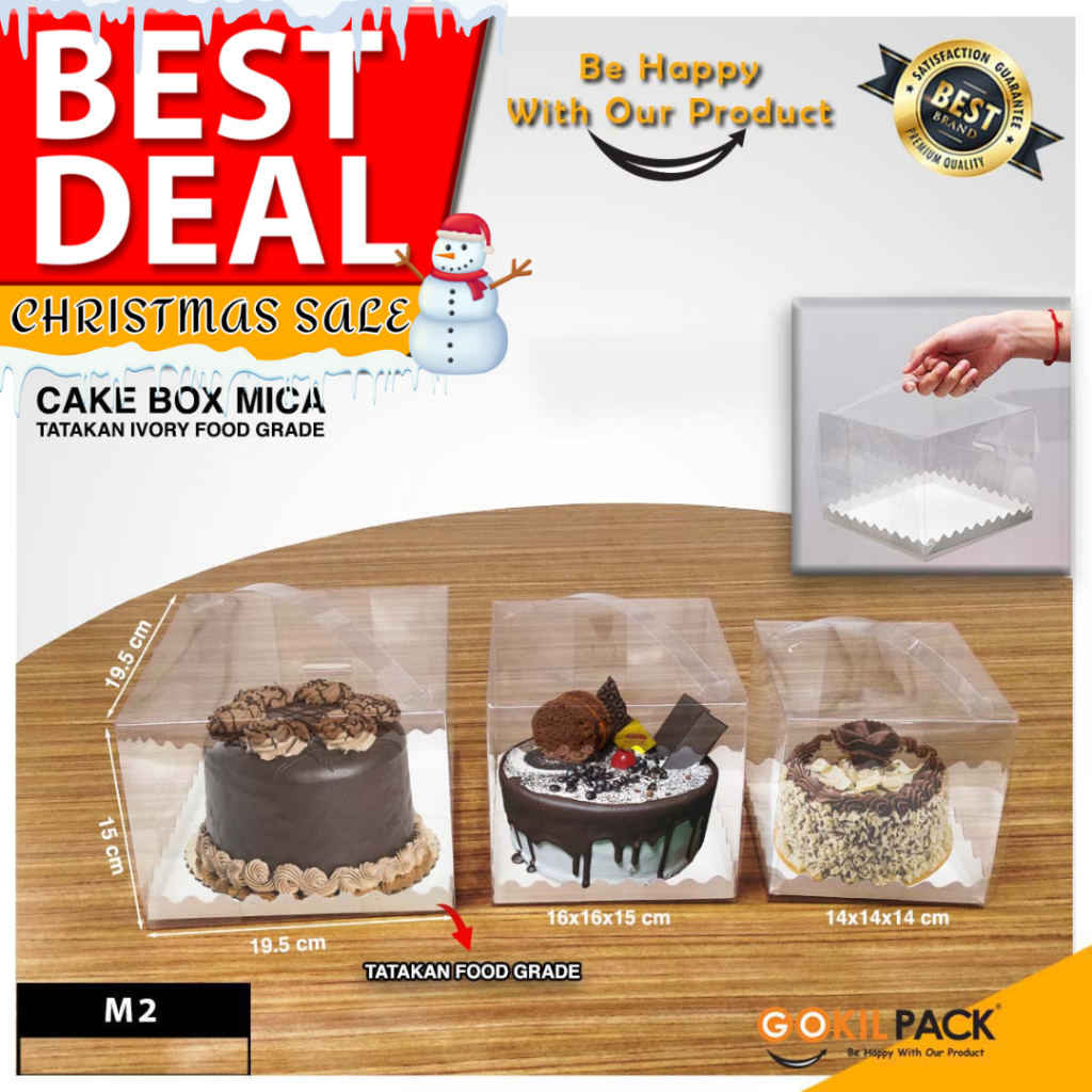Box Cake - Kotak Kue Mika Transparan - Kotak Mika Kue Bening - M2