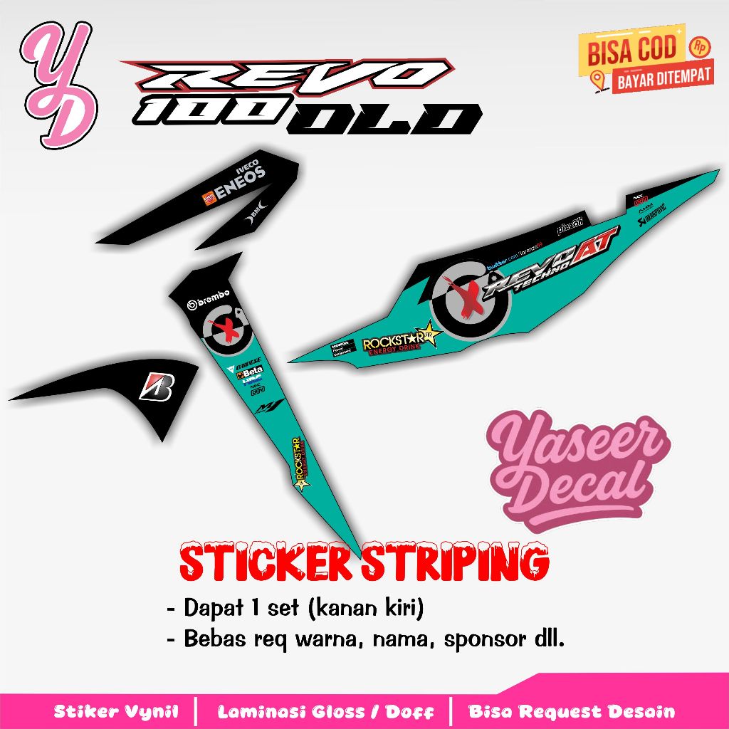 Striping Revo Lama - Sticker Striping Variasi Lis Revo Lama - Striping Hologram Revo Lama - Rockstar