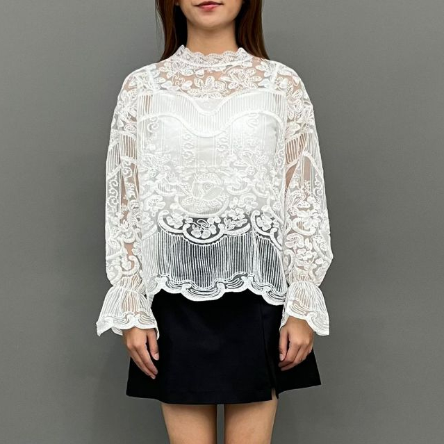 Magnolia Collection Atasan Wanita Lace Blouse Brokat Putih
