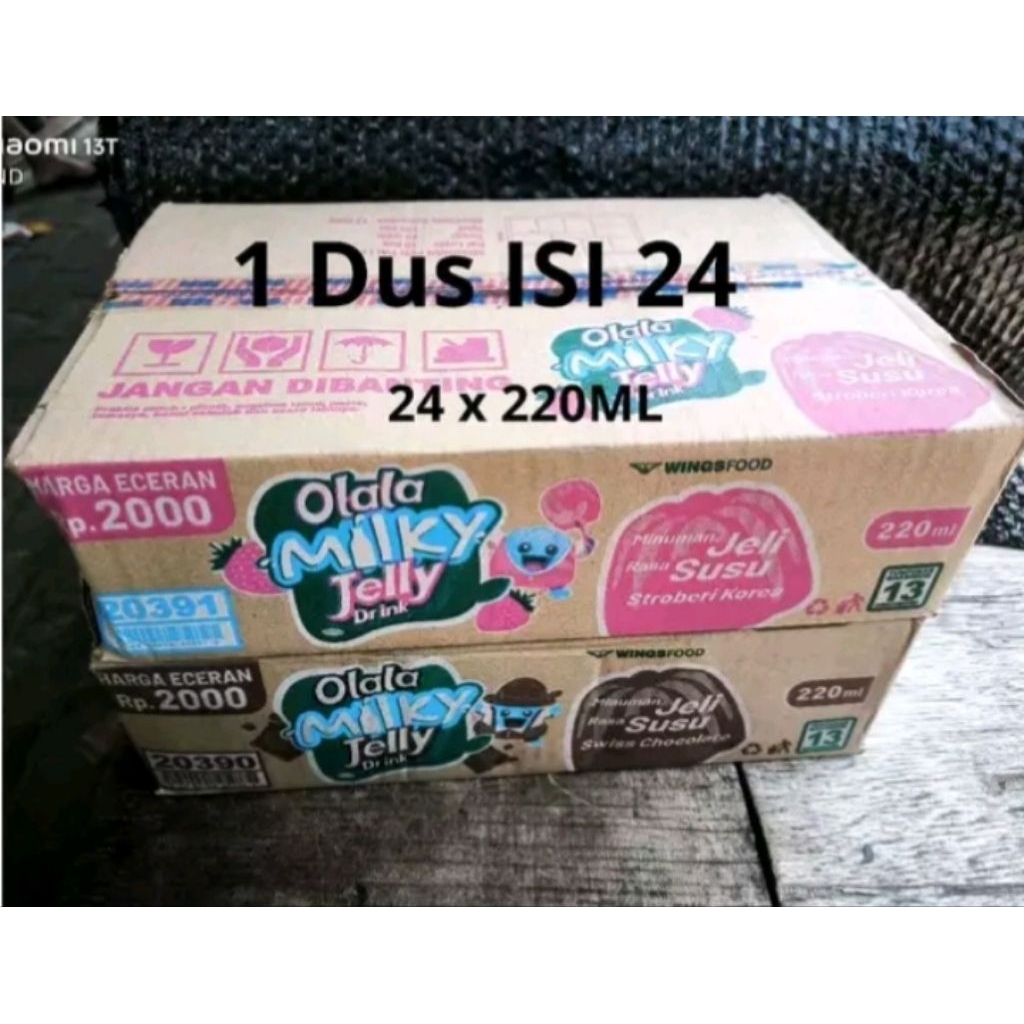 Olala Milky Jelly Drink Rasa Susu Swiss Chocolate/Strawberry 24×220ml
