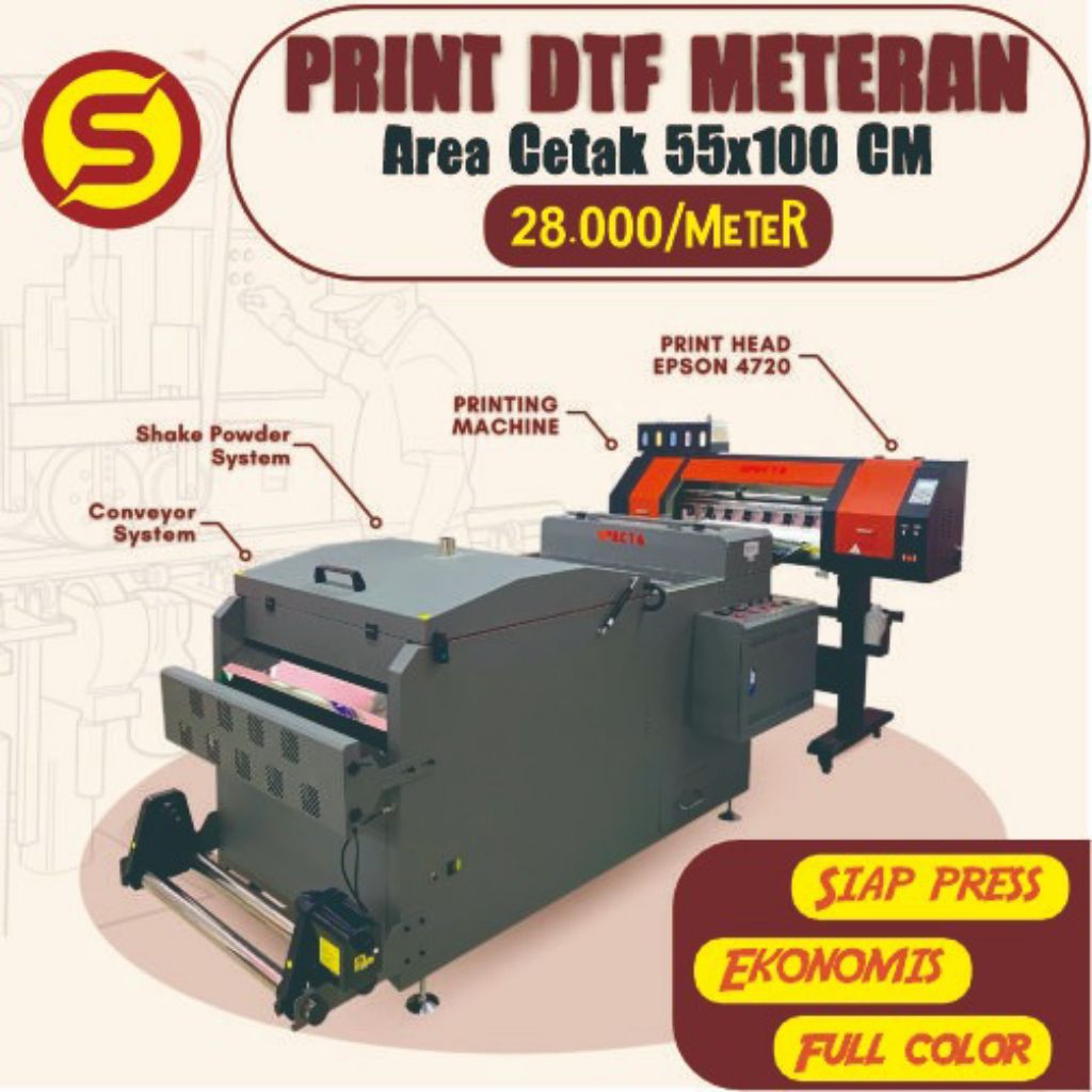 Cetak DTF Print Meteran | jasa cetak sablon DTF murah