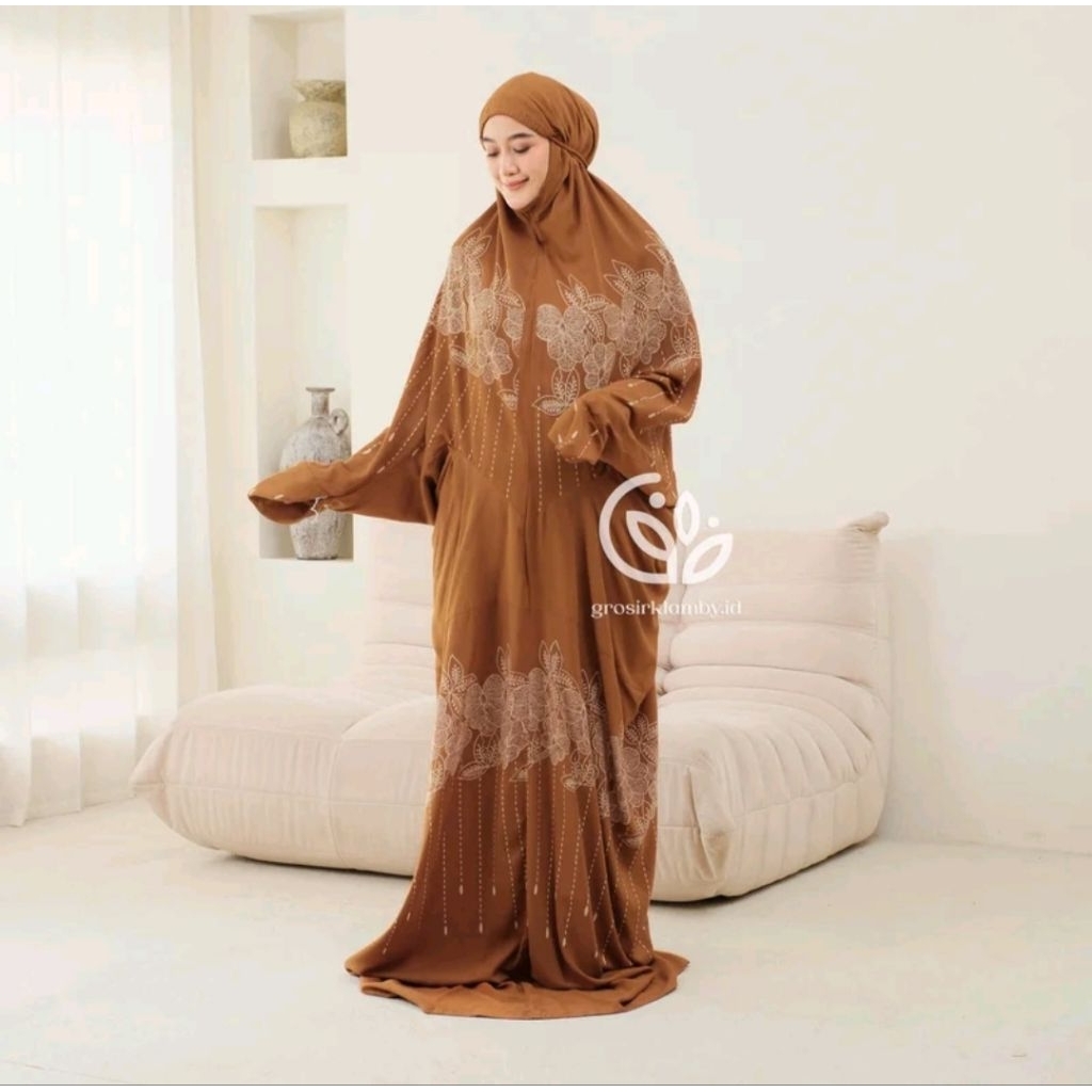 MUKENA TERUSAN LAJURAN NABAWI BATIK RAYON SUPER JUMBO LEMBUT NYAMAN