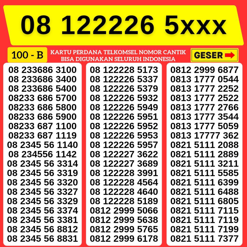 Kartu Perdana Nomor Cantik Telkomsel 22226 Triple Nomor Cantik Simpati Triple Kwarted Panca Support 