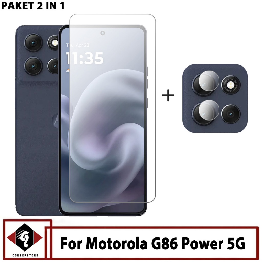 Paket 2 IN 1 Tempered Glass Layar Motorola G86 Power 5G Free Tempered Glass Camera