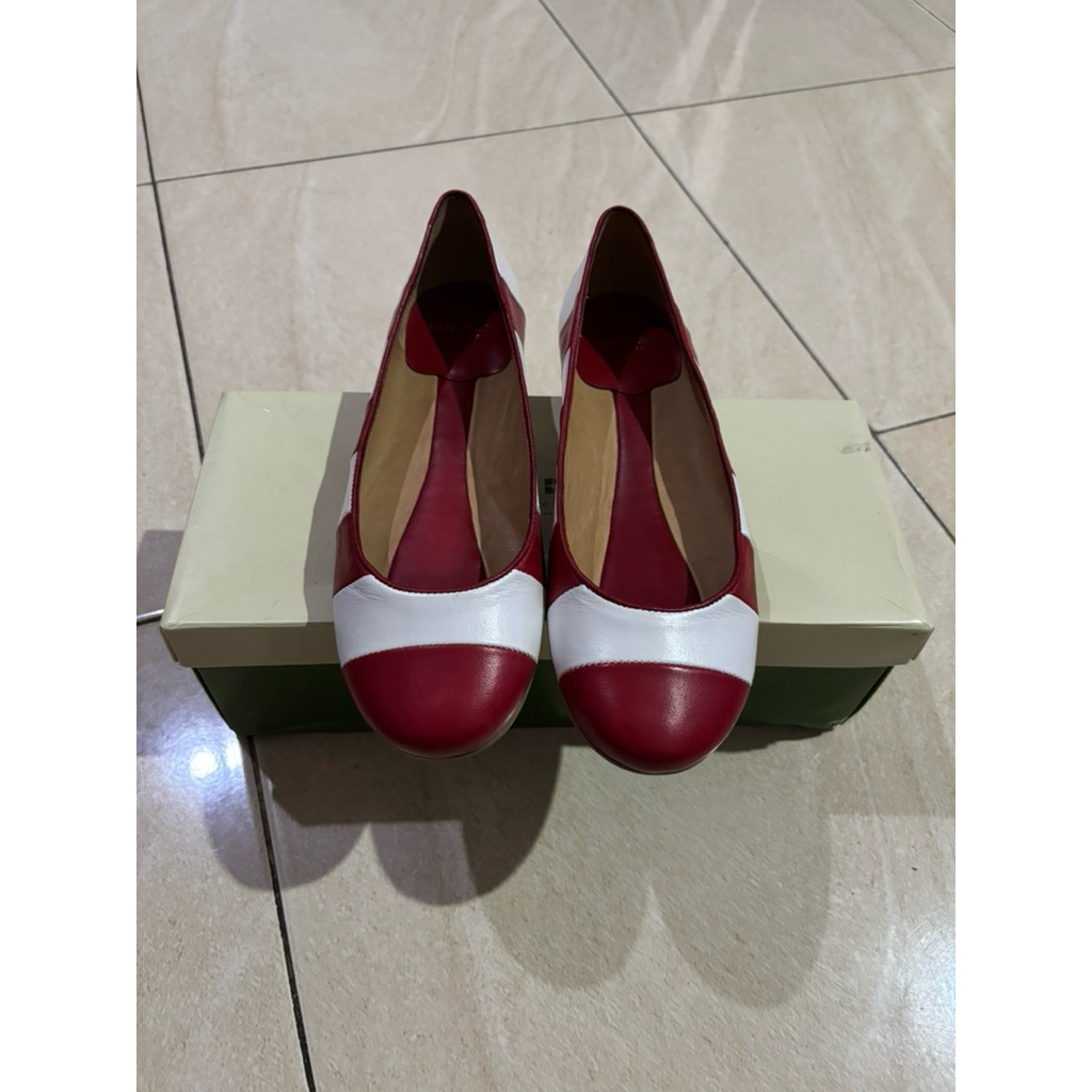 Kate Spade Red & White Nappa Flat shoes Original
