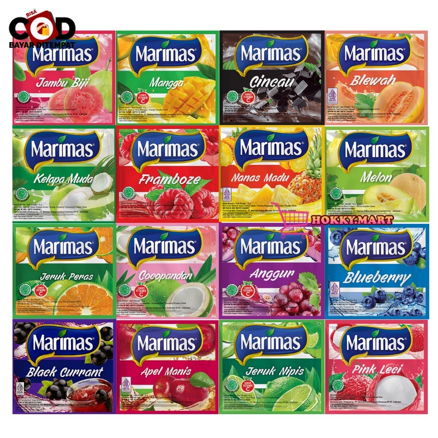 (hokky)Marimas Minuman Serbuk Instan Renceng isi 10pcs x  6gr Jeruk Peras Nanas Madu Mangga Melon Co