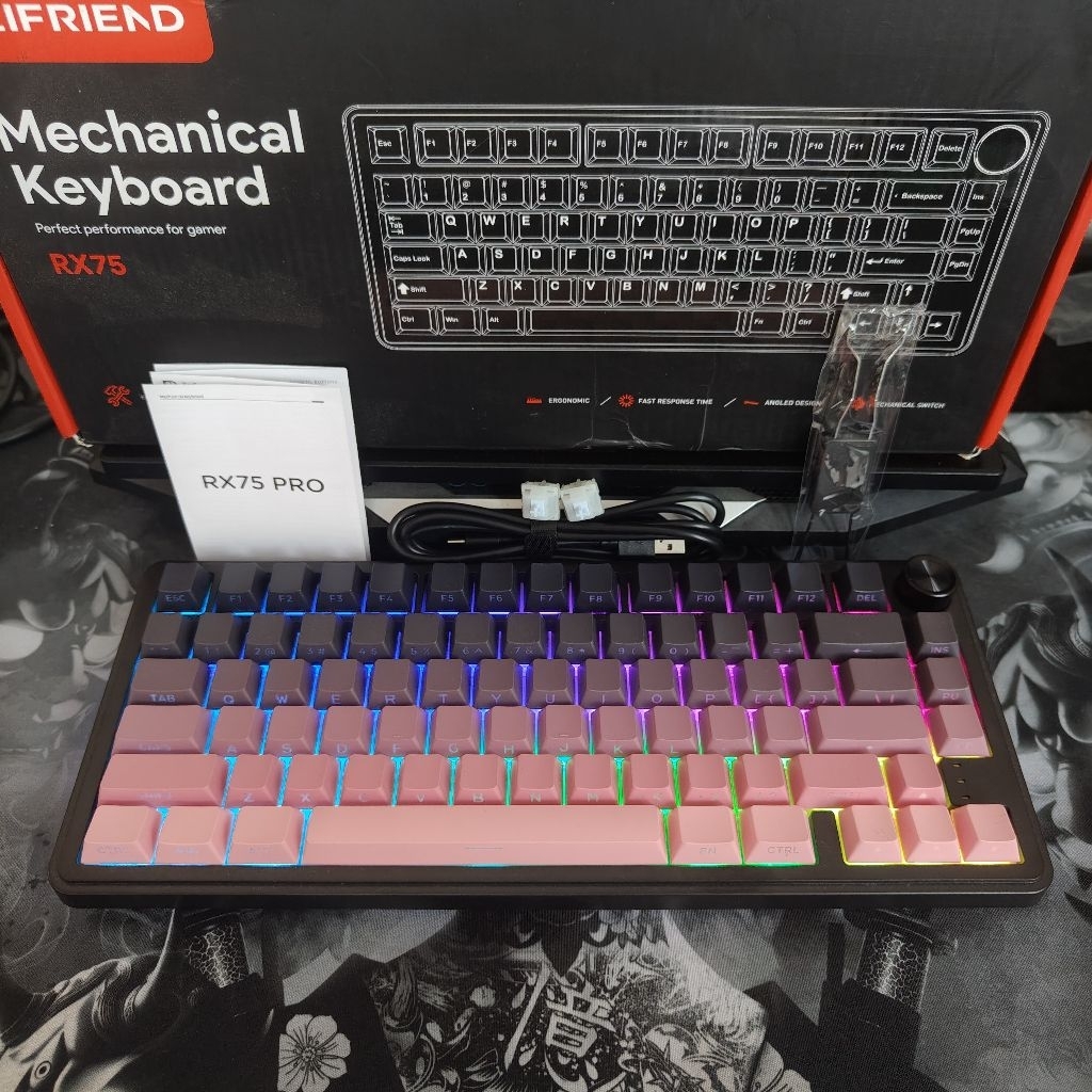 ZIFRIEND RX75 PRO / RX75PRO Wireless Mechanical Keyboard 75% Layout RGB 3-5Pin Hot swap - Gradient B