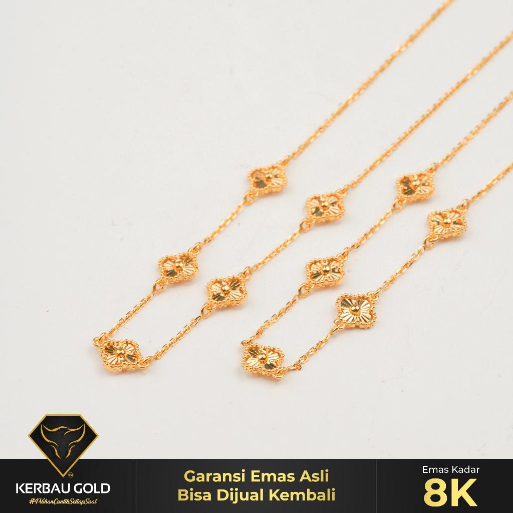 [Kerbau Gold] Kalung Emas Clover Alhambra 8K - Emas Asli 100%