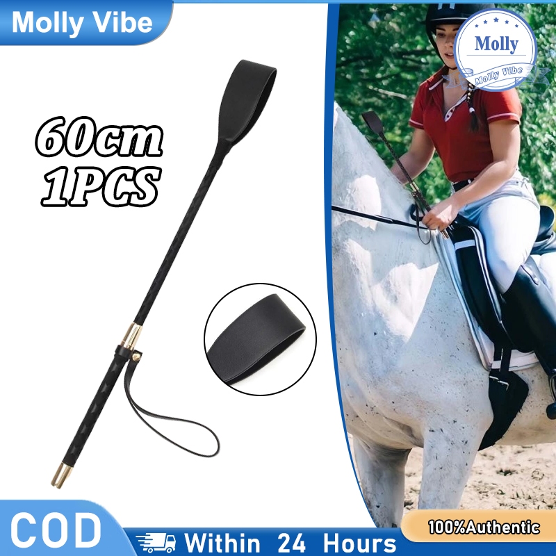 Pecut Kuda 60cm Kulit PU Premium - Cambuk Berkuda Lightweight, Handle Anti Slip untuk Berkuda