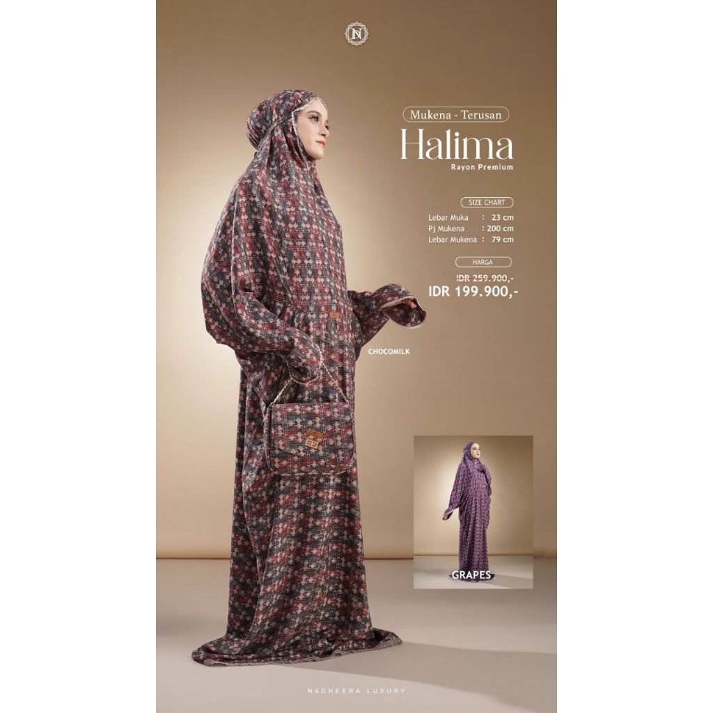 HALIMA MUKENA TERUSAN BY NADHEERA LUXURY