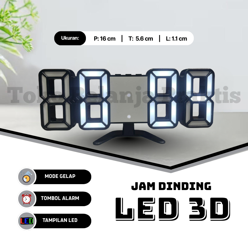 Jam Dinding Digital LED Multifungsi – Alarm, Tanggal & Suhu Ruangan/Jam Dinding Digital USB Modern