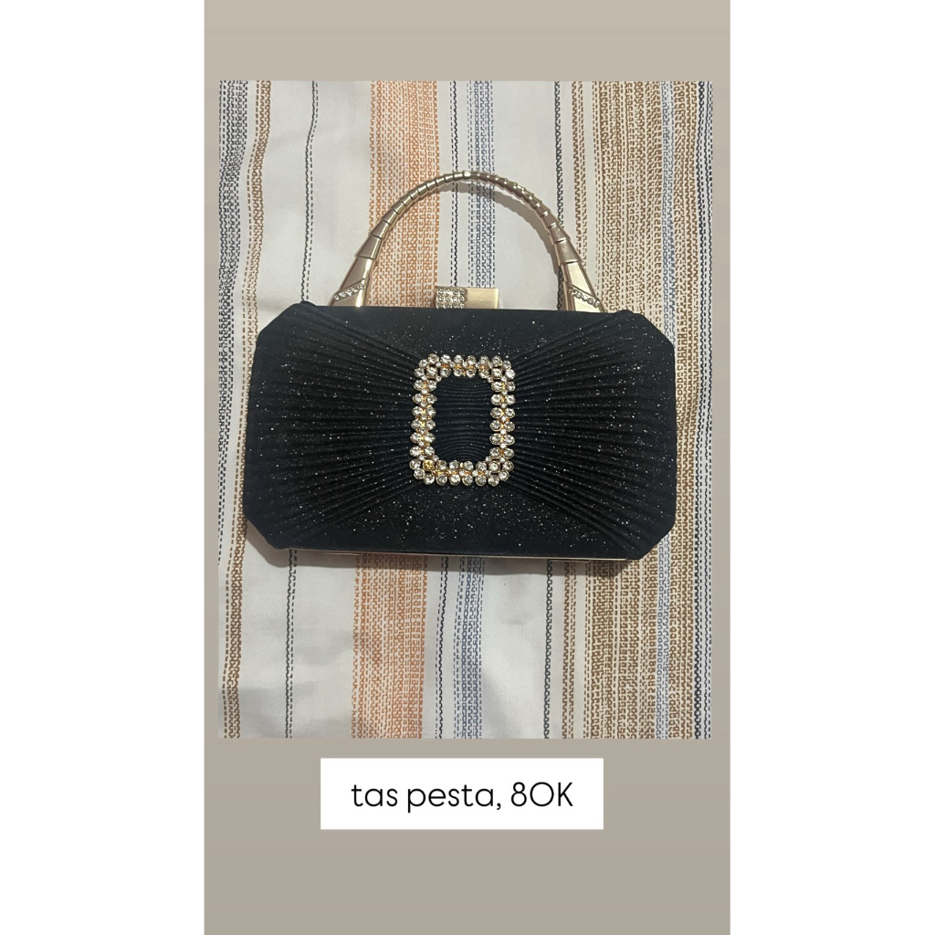 Tas pesta black gold blink preloved