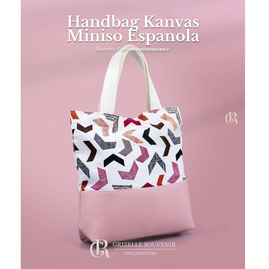 Handbag Wanita Kanvas Miniso Espanola Tas Cewe Kekinian
