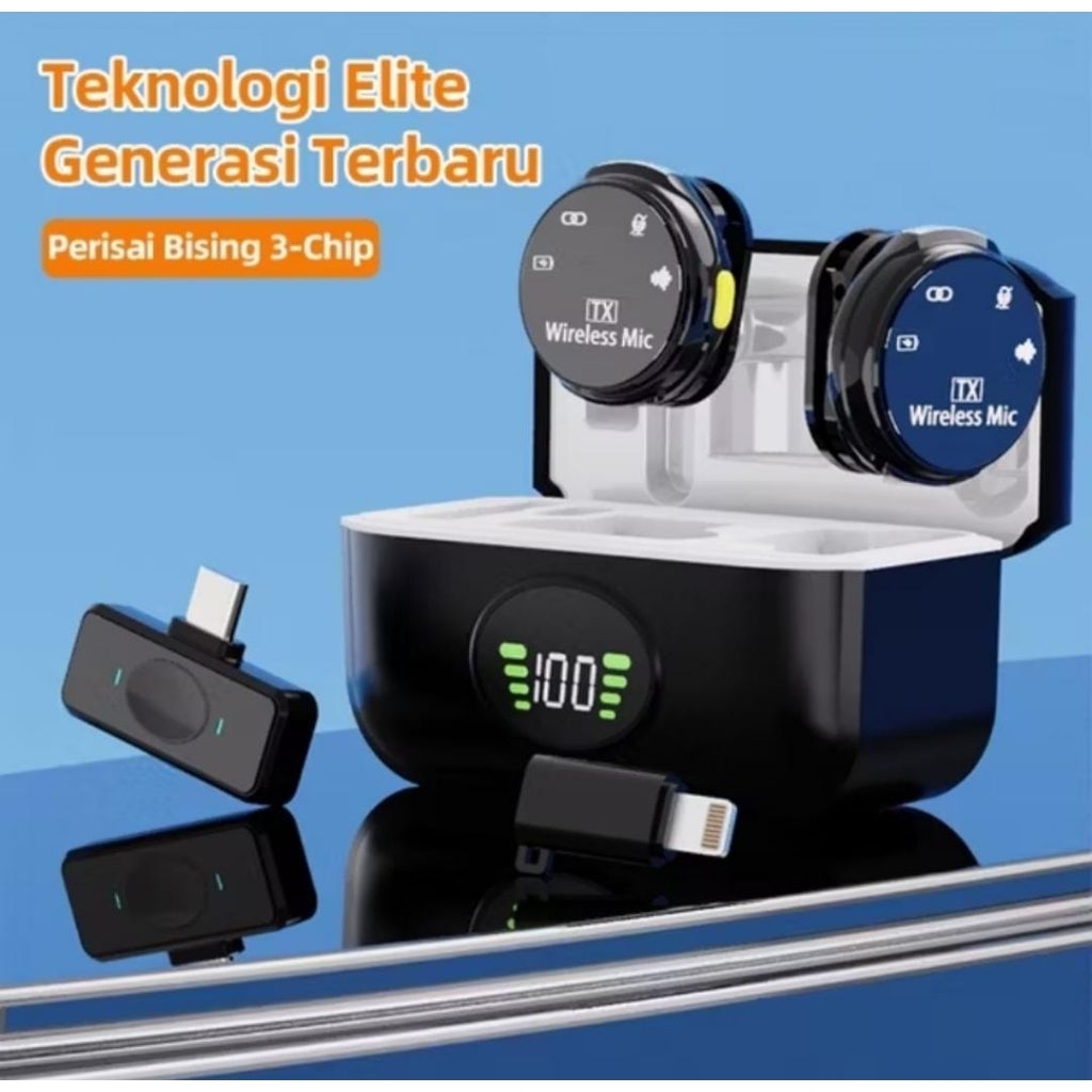 BBL Mic Wireless Clip On Bluetooth Magnetic Microphone Mikrofon Lavalier HP Nirkabel