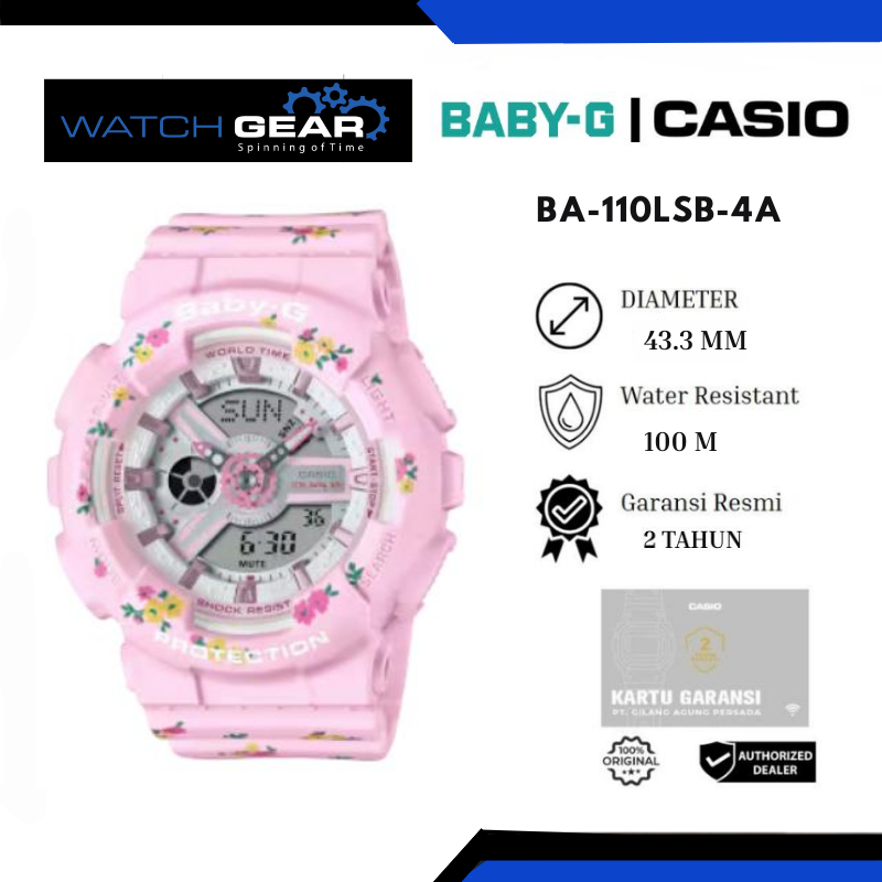 Baby-G Jam Tangan Wanita BA-110LSB-4ADR Digital Analog Original