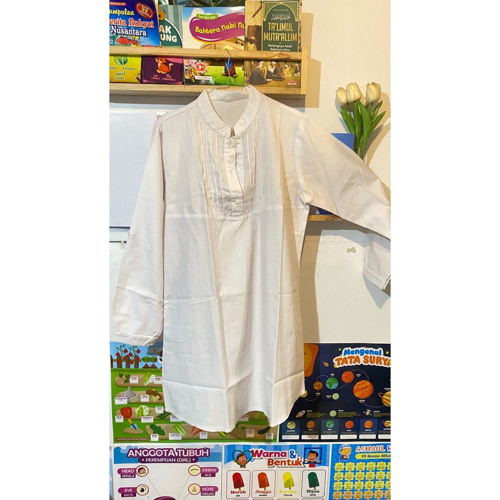 Preloved Atasan polos putih tunik muslimah