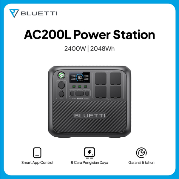 BLUETTI AC200L Portable Power Station | Output 2400W, Kapasitas 2048Wh | Solusi untuk Outdoor, Gangg