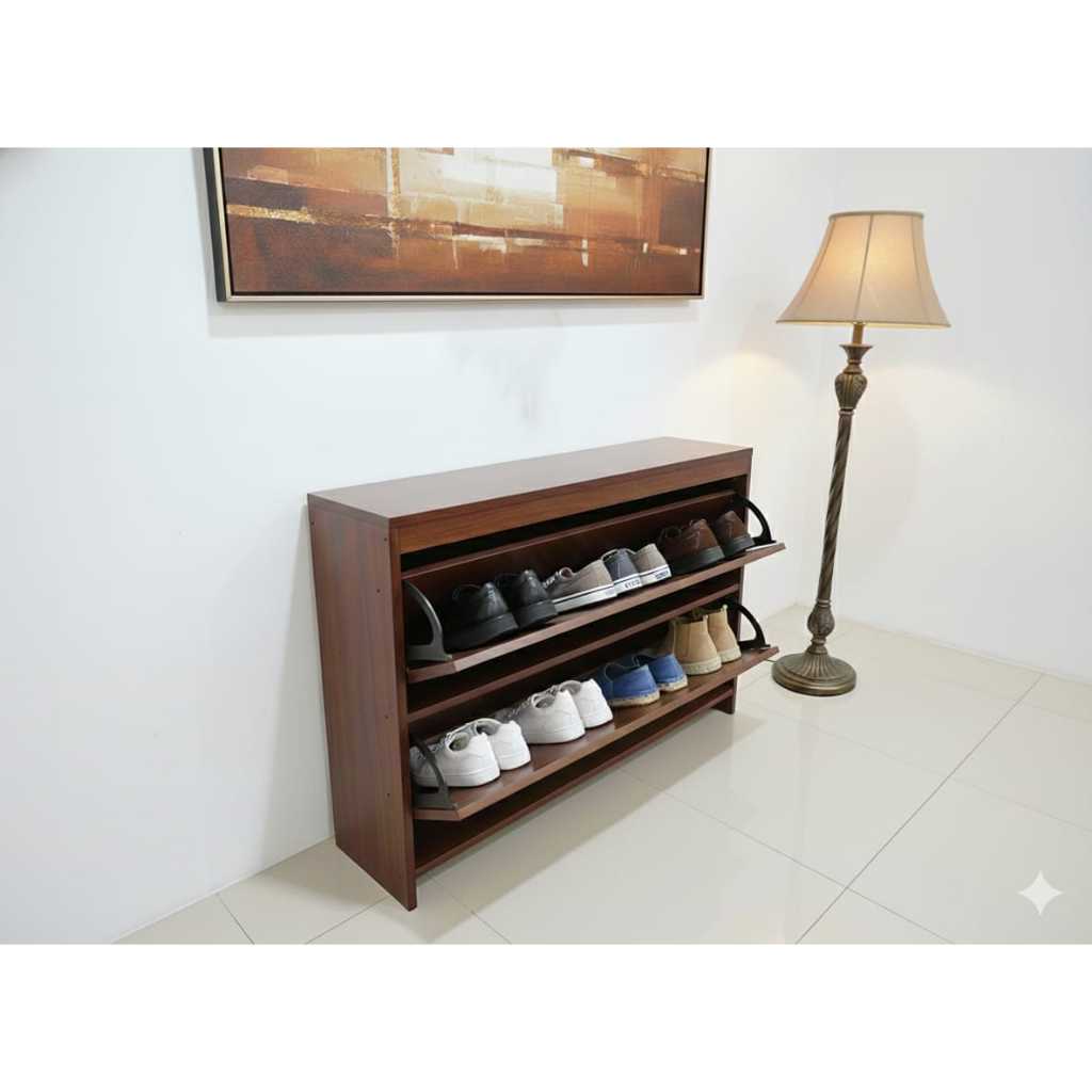 Lemari Rak Sepatu Kayu Solid
