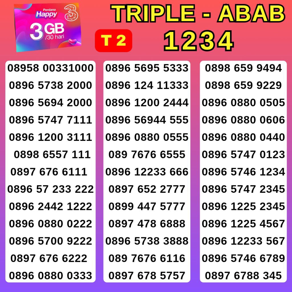 Nomor Super Cantik Kartu Perdana Three 1234 Support 4g 5G Indosat Nocan Indosat Super Kartu Perdana 
