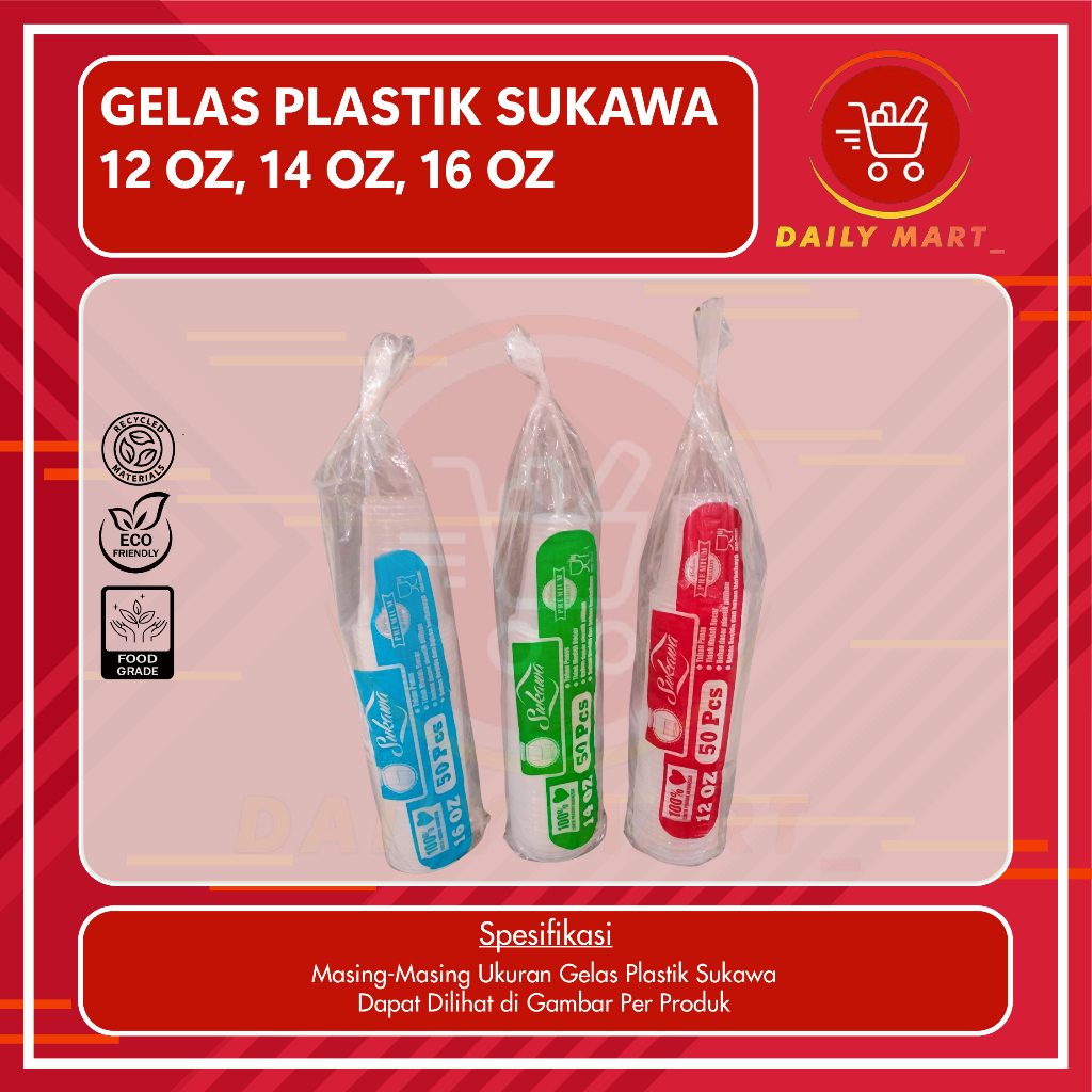 Gelas Plastik 12oz 14oz 16oz Isi 50pcs / Cup Oz Datar Bening 12 oz 14 oz 16 oz / Gelas Pop Ice Sukaw