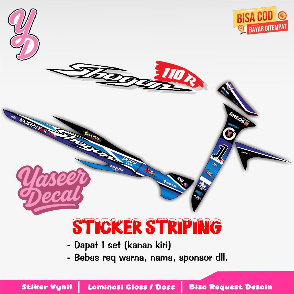 Striping Shogun 110 R - Stiker Sticker Striping Variasi Lis Suzuki Shogun 110 R - Striping Hologram 