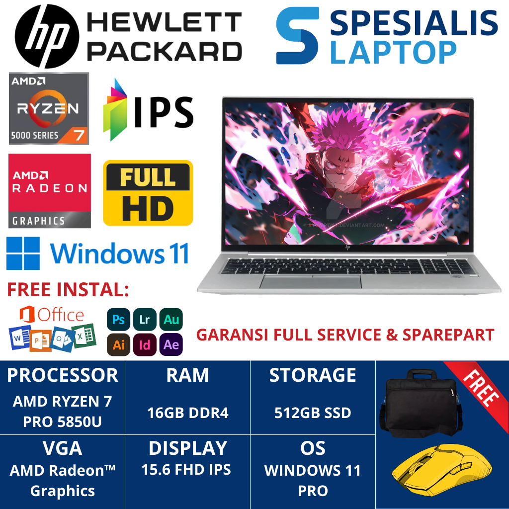 Laptop HP Elitebook 855 G8 Amd Ryzen 7 PRO 5850U RAM 16GB 256GB 15.6 FHD IPS TOUCH WINDOWS 11 PRO