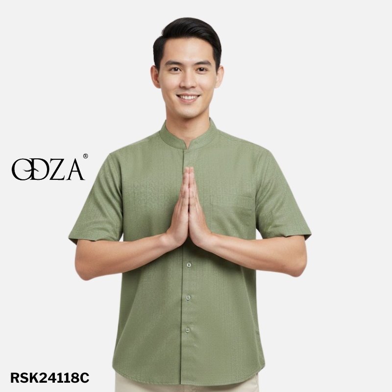 Odza Baju Koko Congsam Jumbo Pria Lengan Pendek Cheongsam Kerah Mandarin Imlek Emran