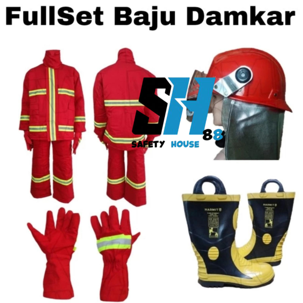 Set Lengkap Baju Pemadam Kebakaran Beserta Helm pemadam Sepatu Pemadam Nomex Pemadam