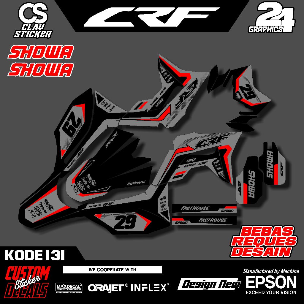 Decal Striping Motor CRF 150L Premium Desain Simpel – Bisa Custom Bahan Tebal & Tahan Lama Kode 131