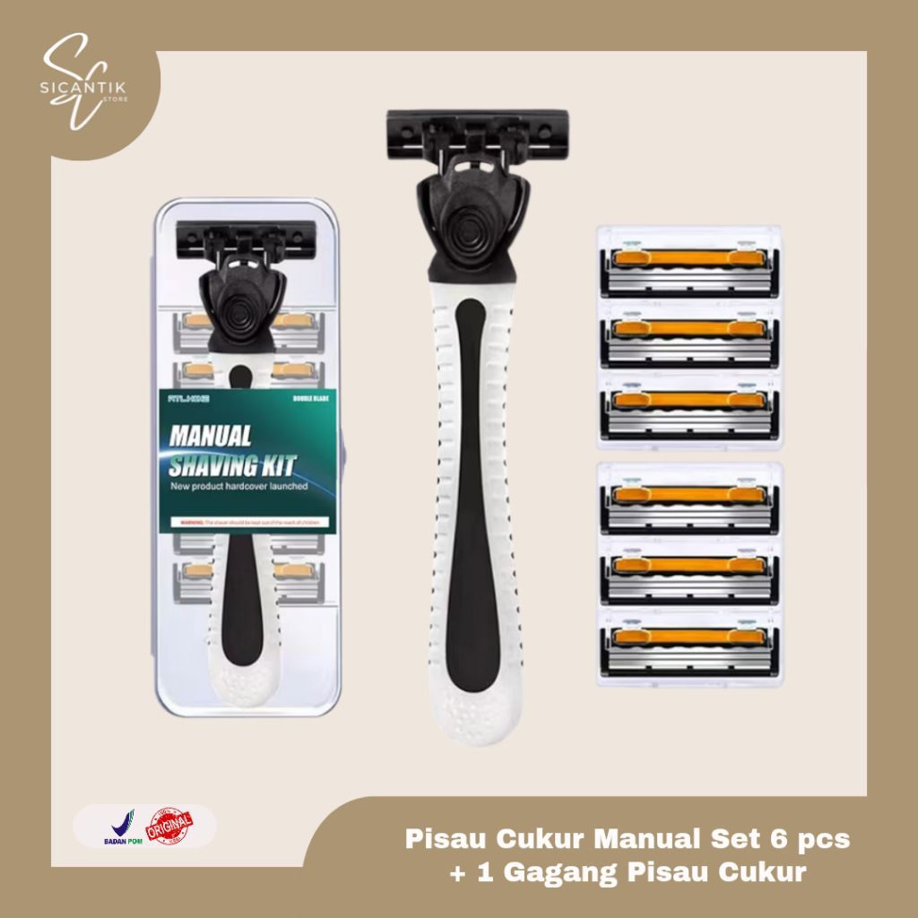 Pisau Cukur Manual Set 6 Pcs + 1 Gagang Pisau Cukur 2 Lapis | Alat Cukur Bulu | Alat Cukur Janggut J