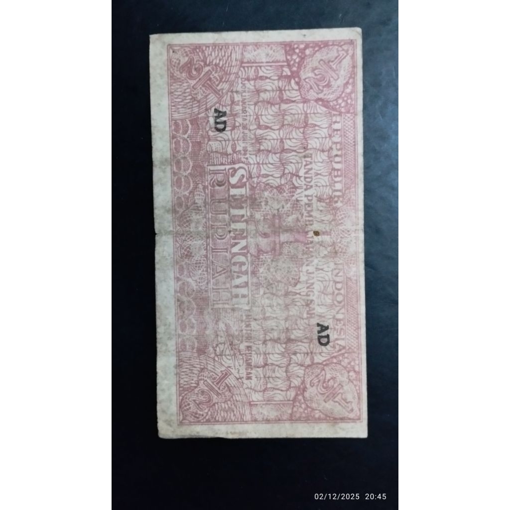 UANG KUNO SETENGAH RUPIAH ORI TAHUN 1947