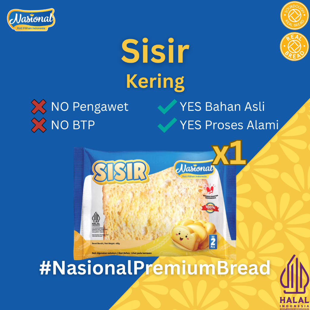NASIONAL Roti Sisir Kering Isi 2 (Halal Tanpa Pengawet)(Butter Susu)(Premium Sehat)(Empuk Lembut)