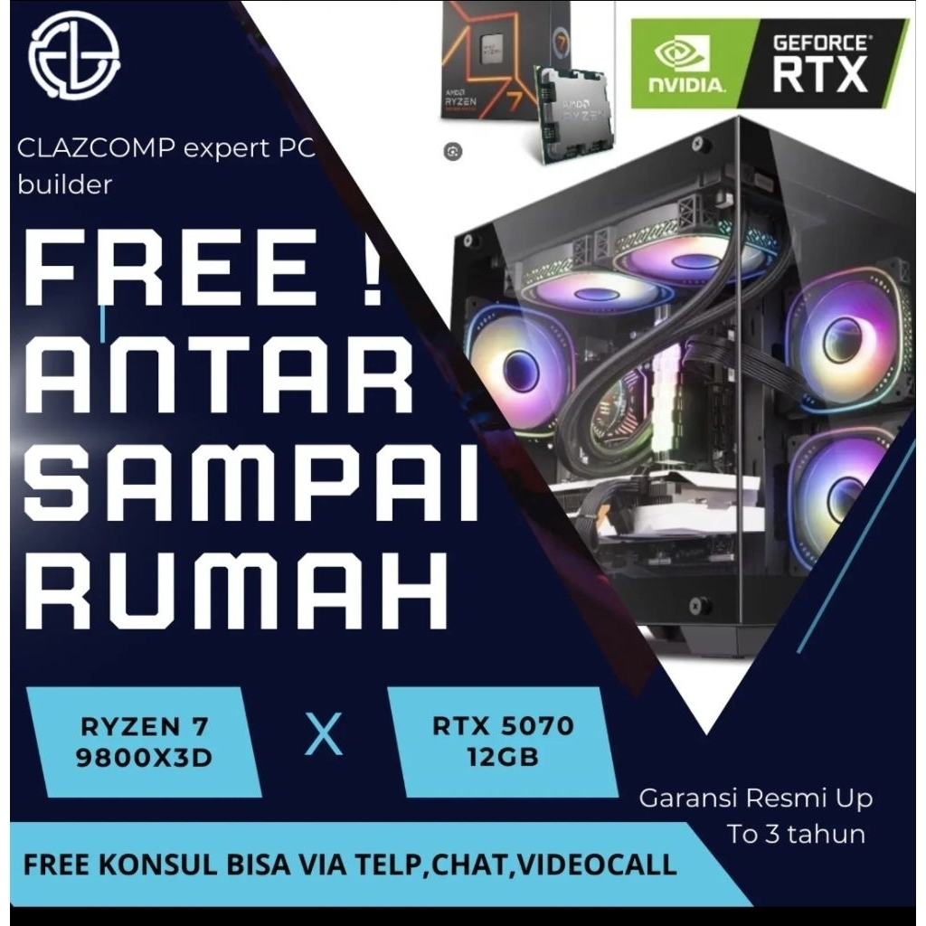 PC rakitan Gaming Ryzen 5 7600x feat Nvidia RTX 5070