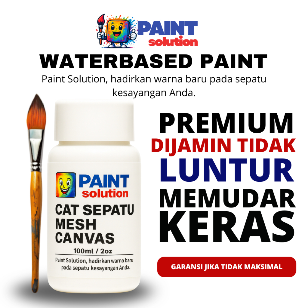 Cat Sepatu Anti Luntur Canvas Mesh Paint + Kuas | Cat Canvas Kain Nubuck & Jaket