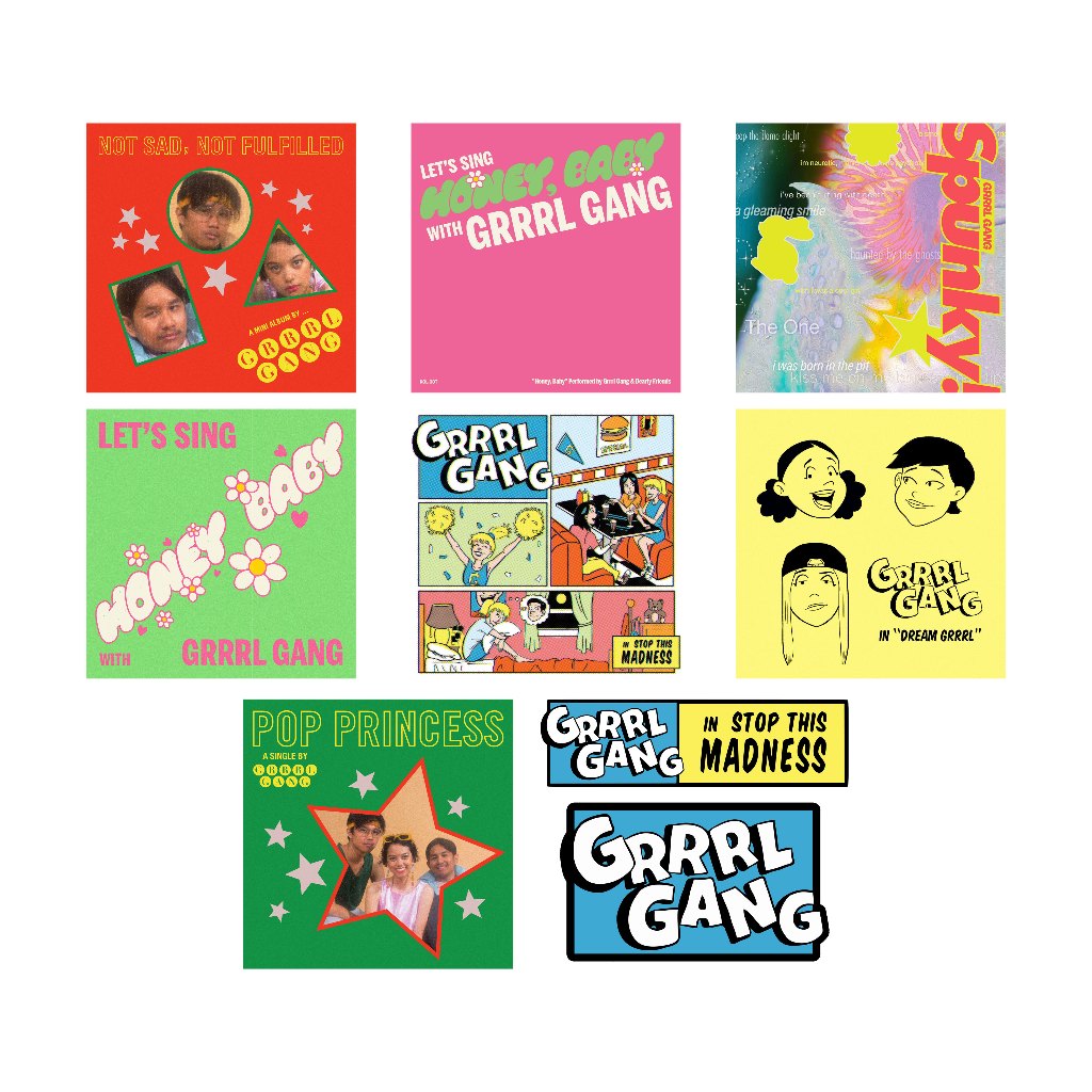 Grrrl Gang-Sticker Pack | Stiker Band | Band Lokal Pop Punk Band Indie | Stiker Helm | Sticker vinyl