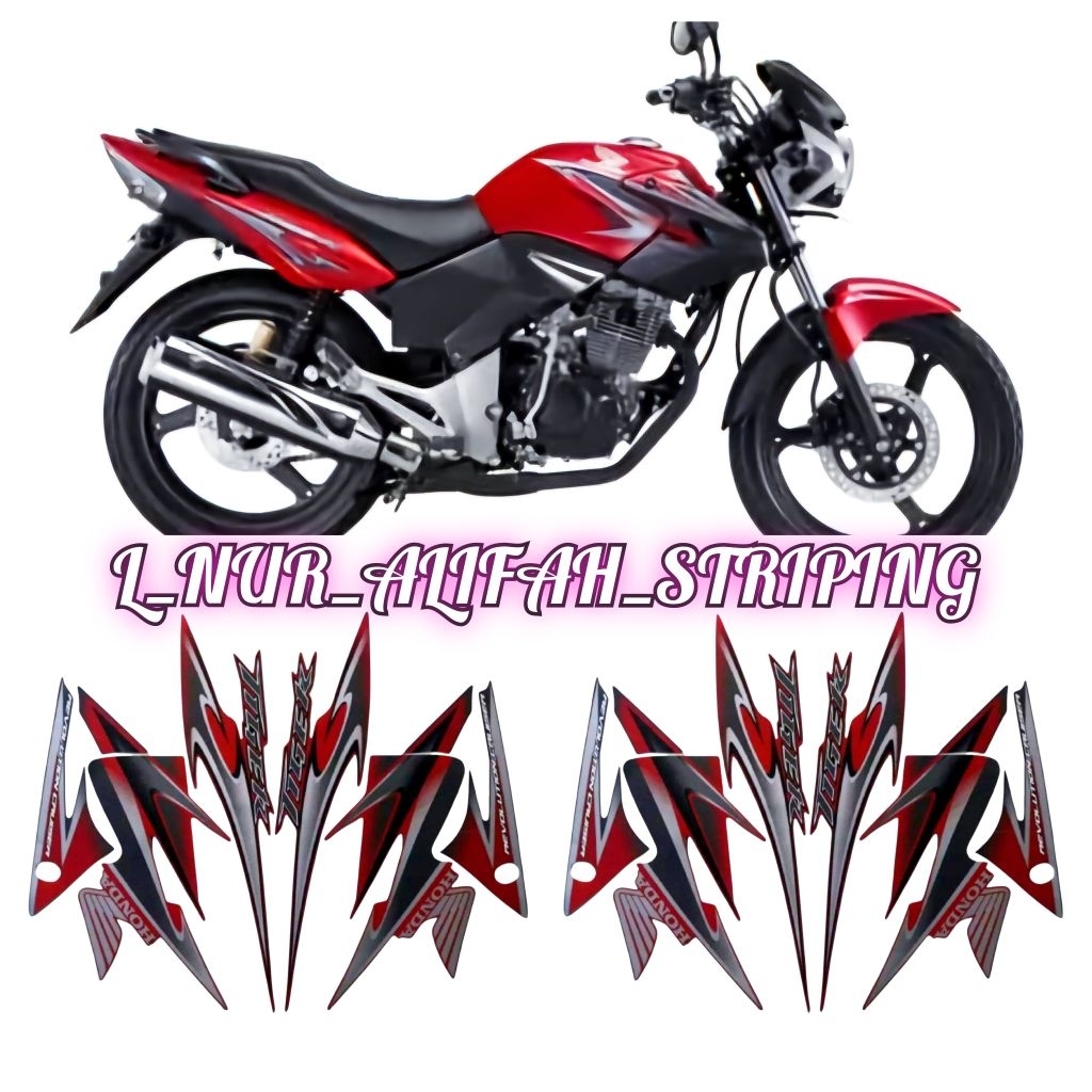 Stiker Striping Lis Les Body Motor Honda Tiger Revo Tirev Tahun 2013 Warna Merah