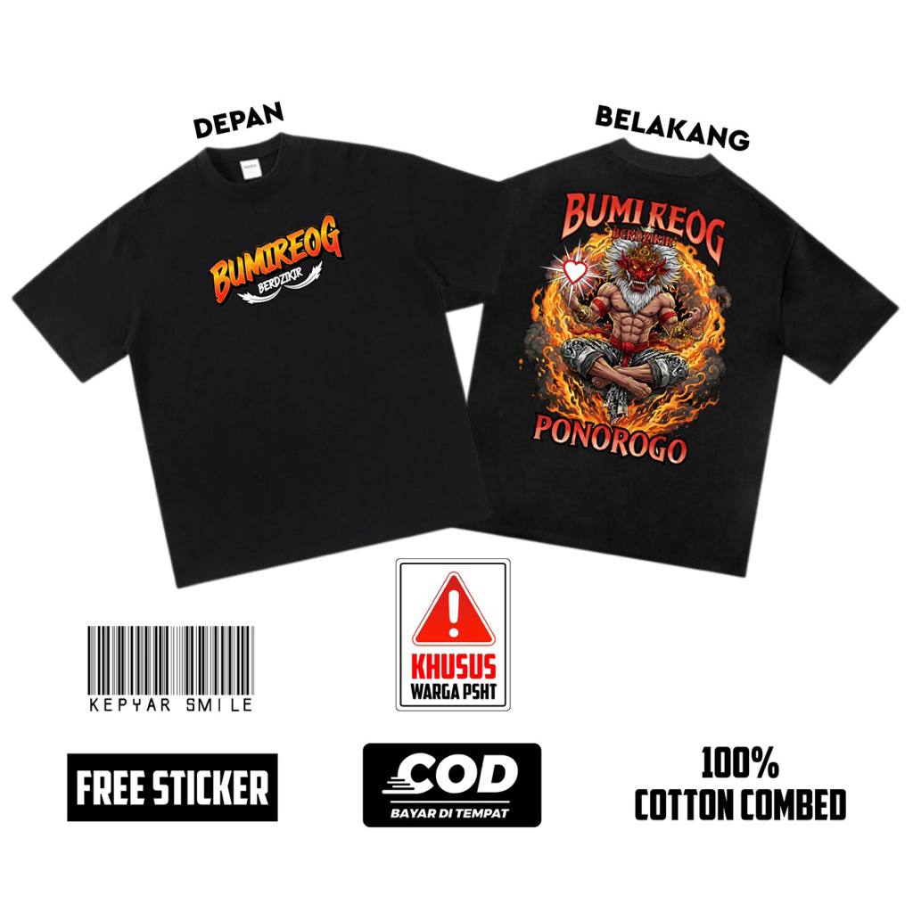 Tshirt Kaos PSHT BUMI REOG PONOROGO BERDZIKIR Free Stiker