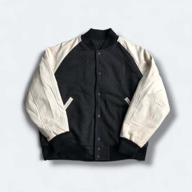 UNIQLO VARSITY BOMBER LEATHER HAND