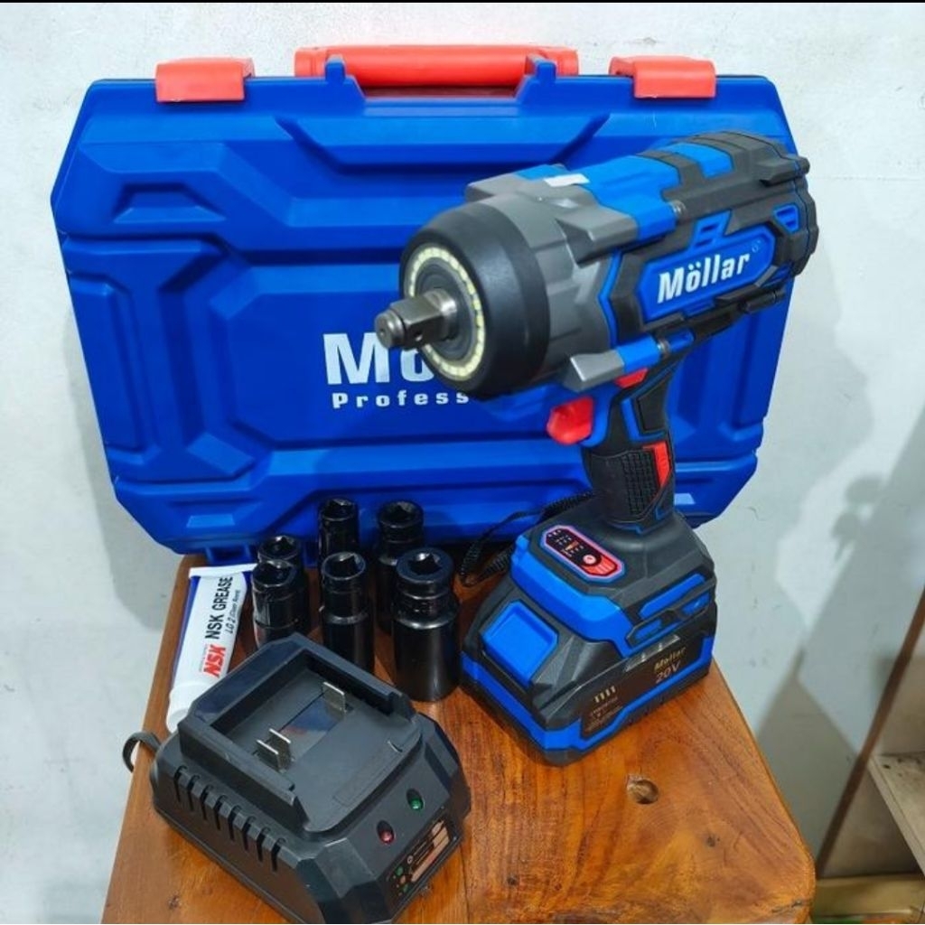 Impact Wrench Cordless baterai MOLLAR buka baut 750nm