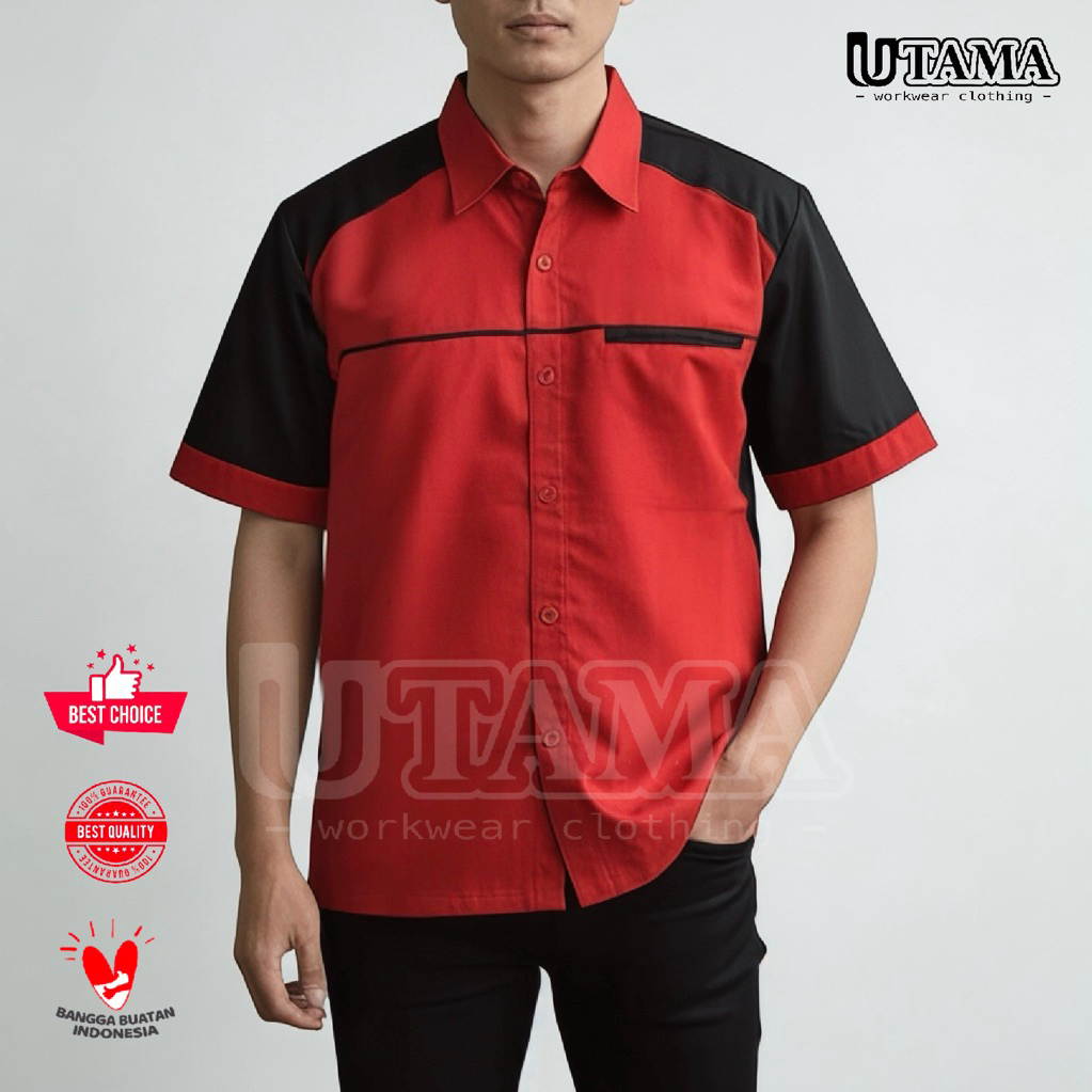 Kemeja Kerja Kain Drill - Seragam Kerja - Pakaian Kerja Karyawan - Kemeja Organisasi