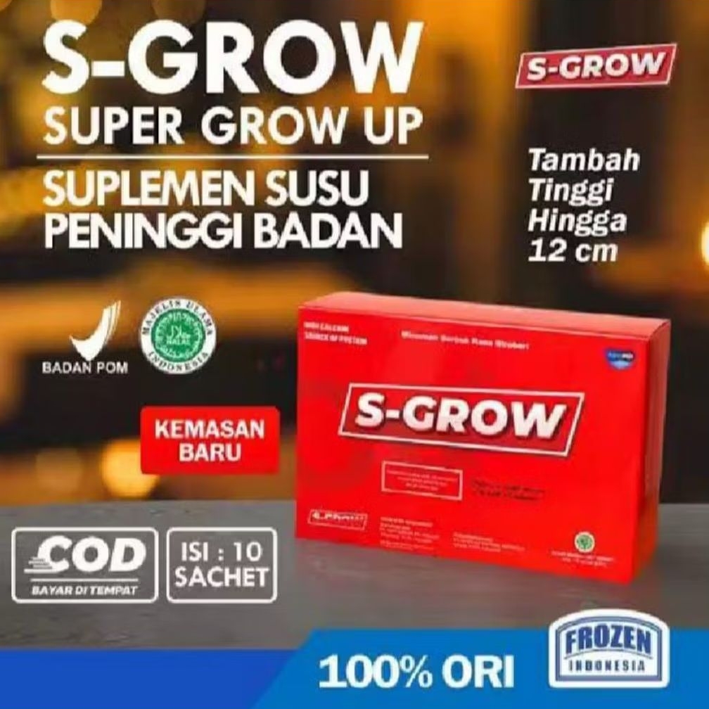 SGROW STRAWBERRY Kalsium Peninggi Badan Dewasa Terbaik Asli Original 100% - 1 BOX 10 SACHET