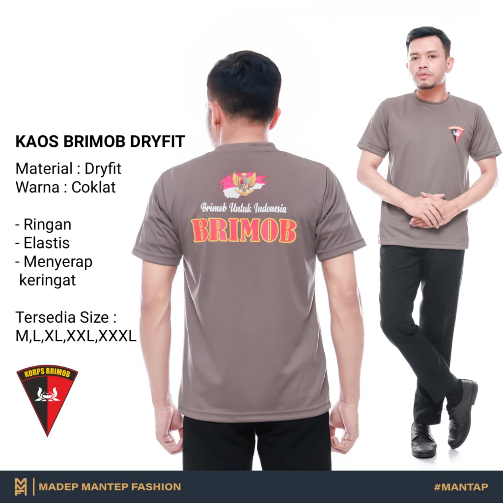 Kaos BRIMOB POLRI Coklat Dryfit Premium Kaos Dalaman Polisi Polri Terbaru MMF