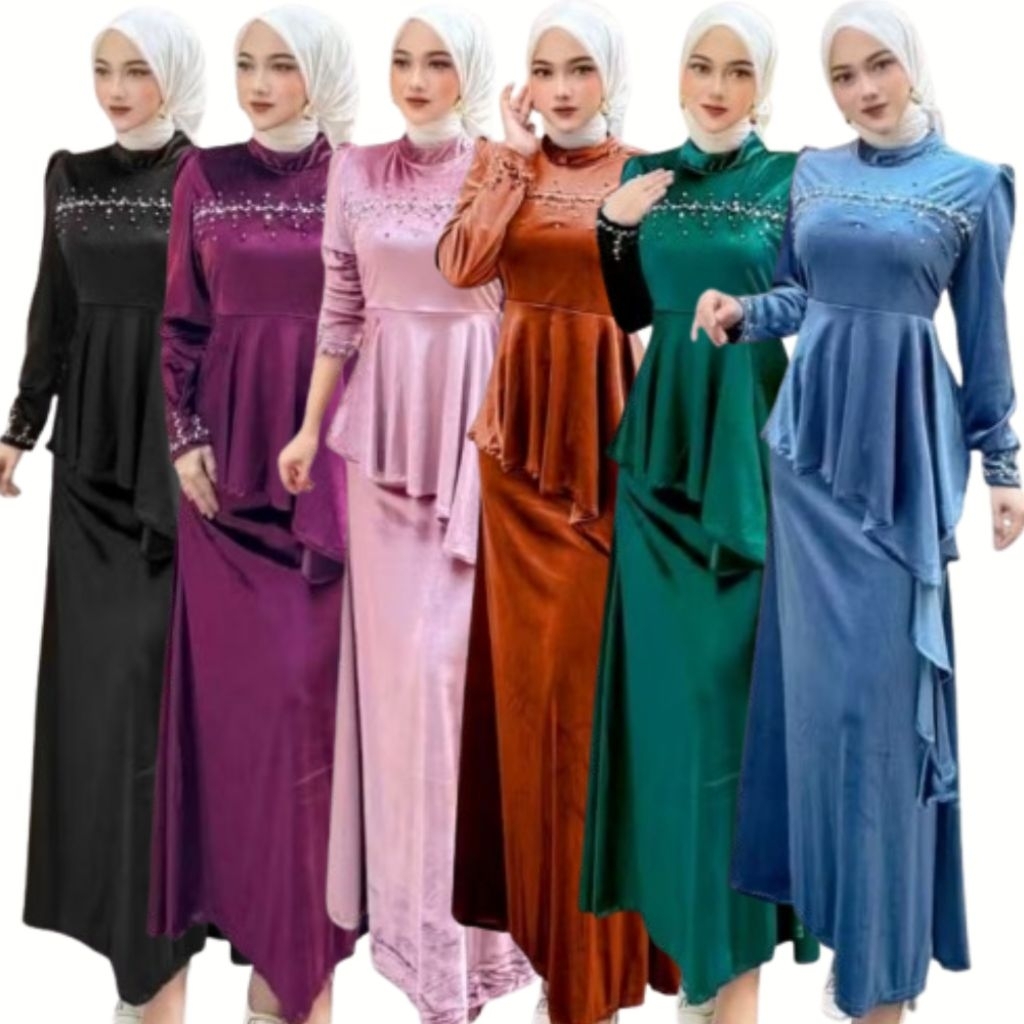 Narnia Gamis Bludru Gamis Kondangan Lebaran Gamis Pesta Wanita Busana Muslimah Wanita Size XL