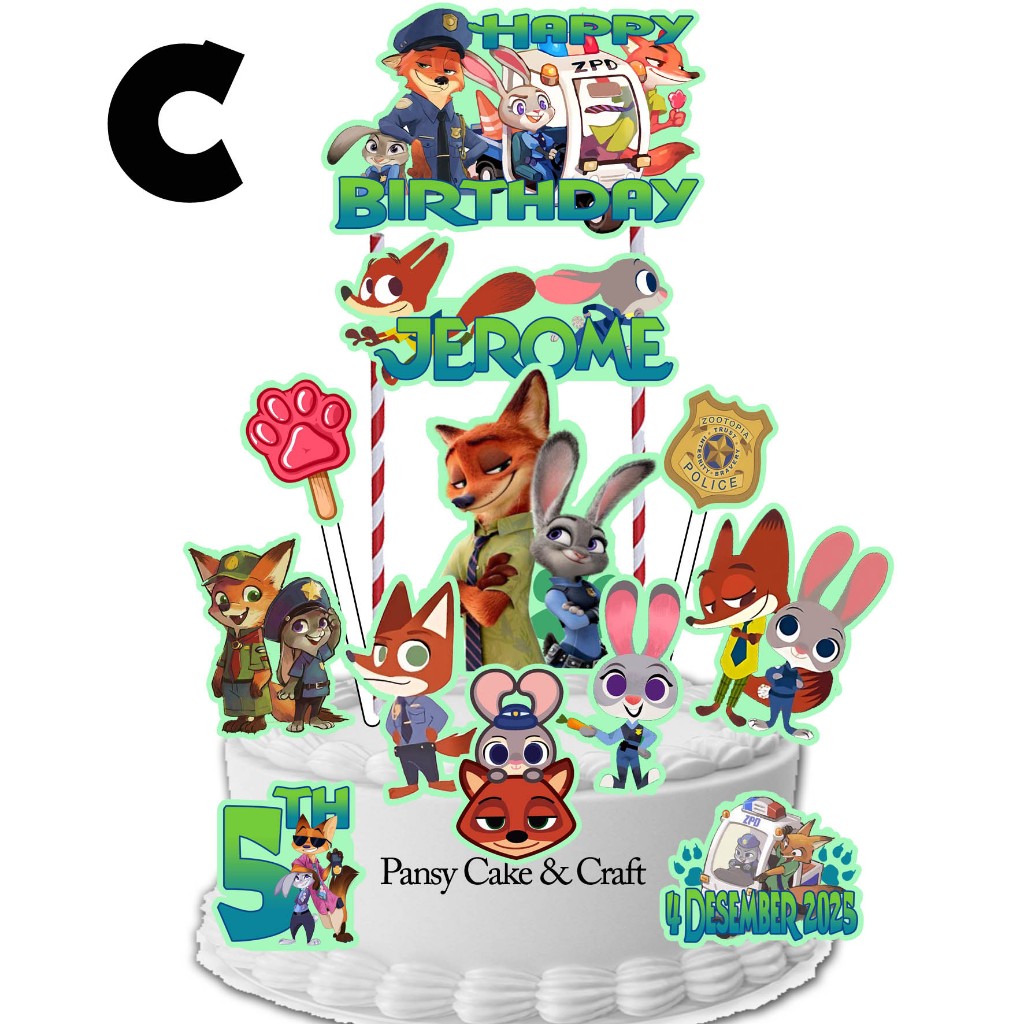 Cake topper Zootopia BIG EKONOMIS