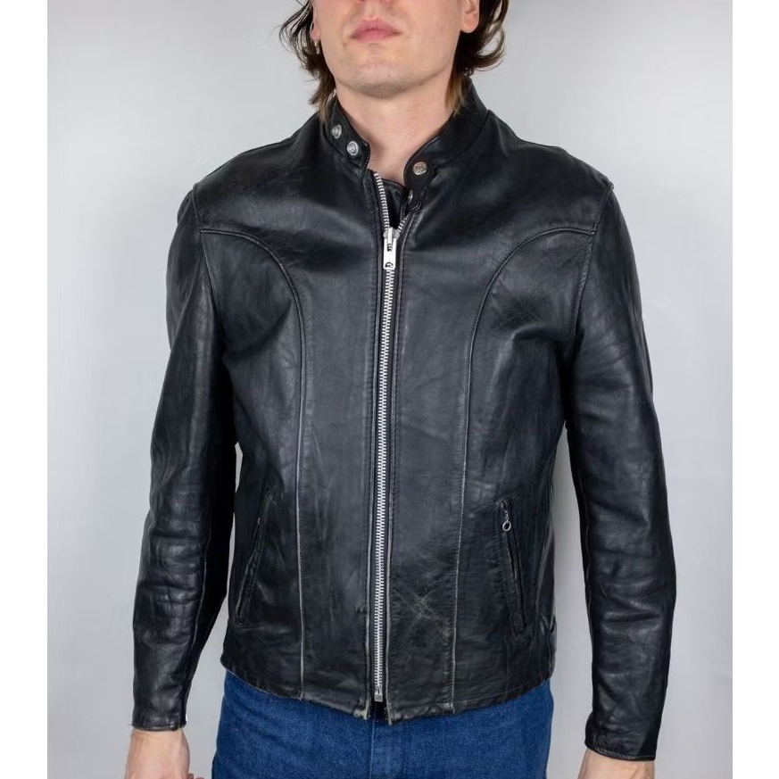80s Schott NYC 157 Single Rider Caferacer Naked Cowhide  Leather Biker Jacket X Jaket Kulit Avirex H