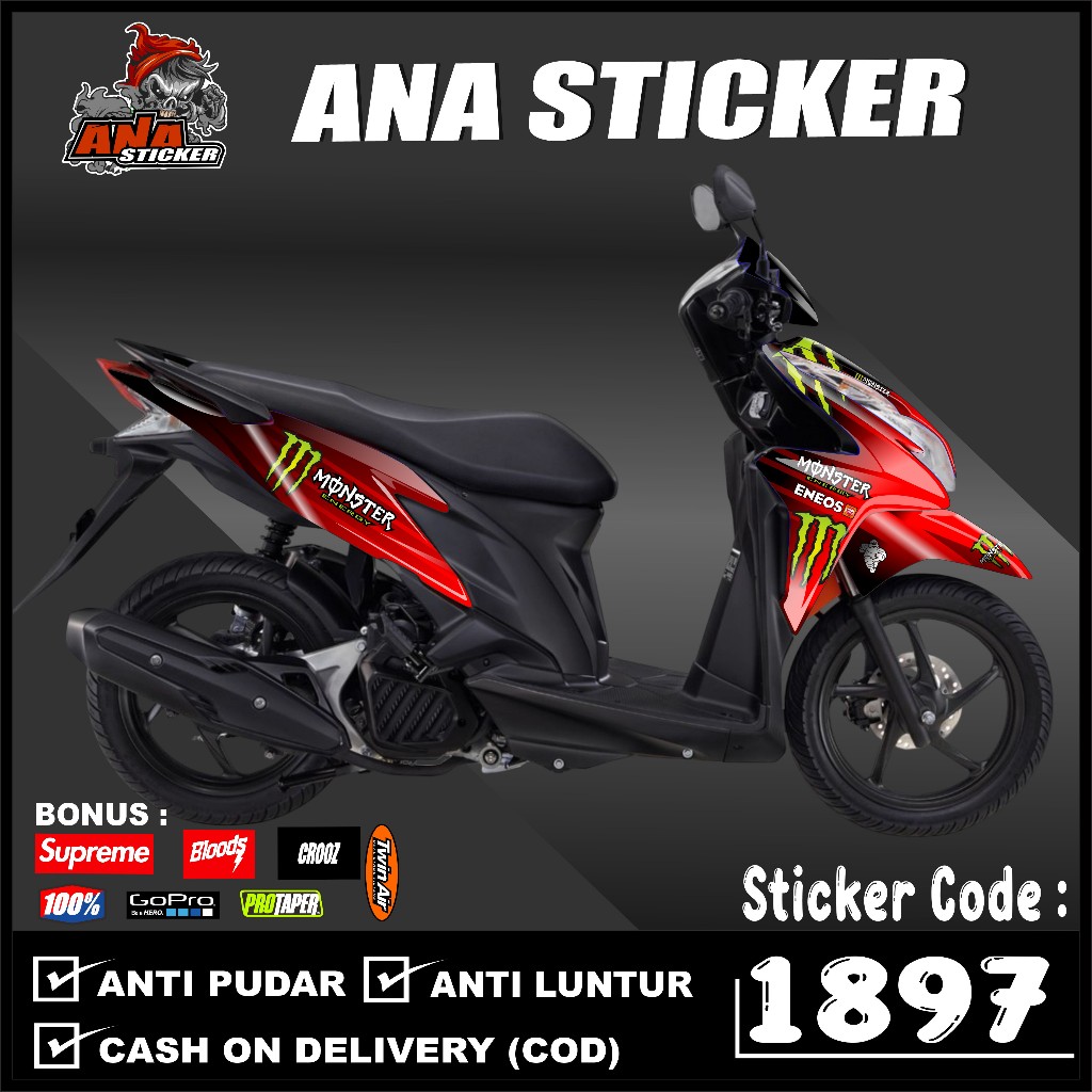 1897 Sticker Decal Motor Vario 125 Techno Desain Logo monster Aksesoris vario techno fullbody