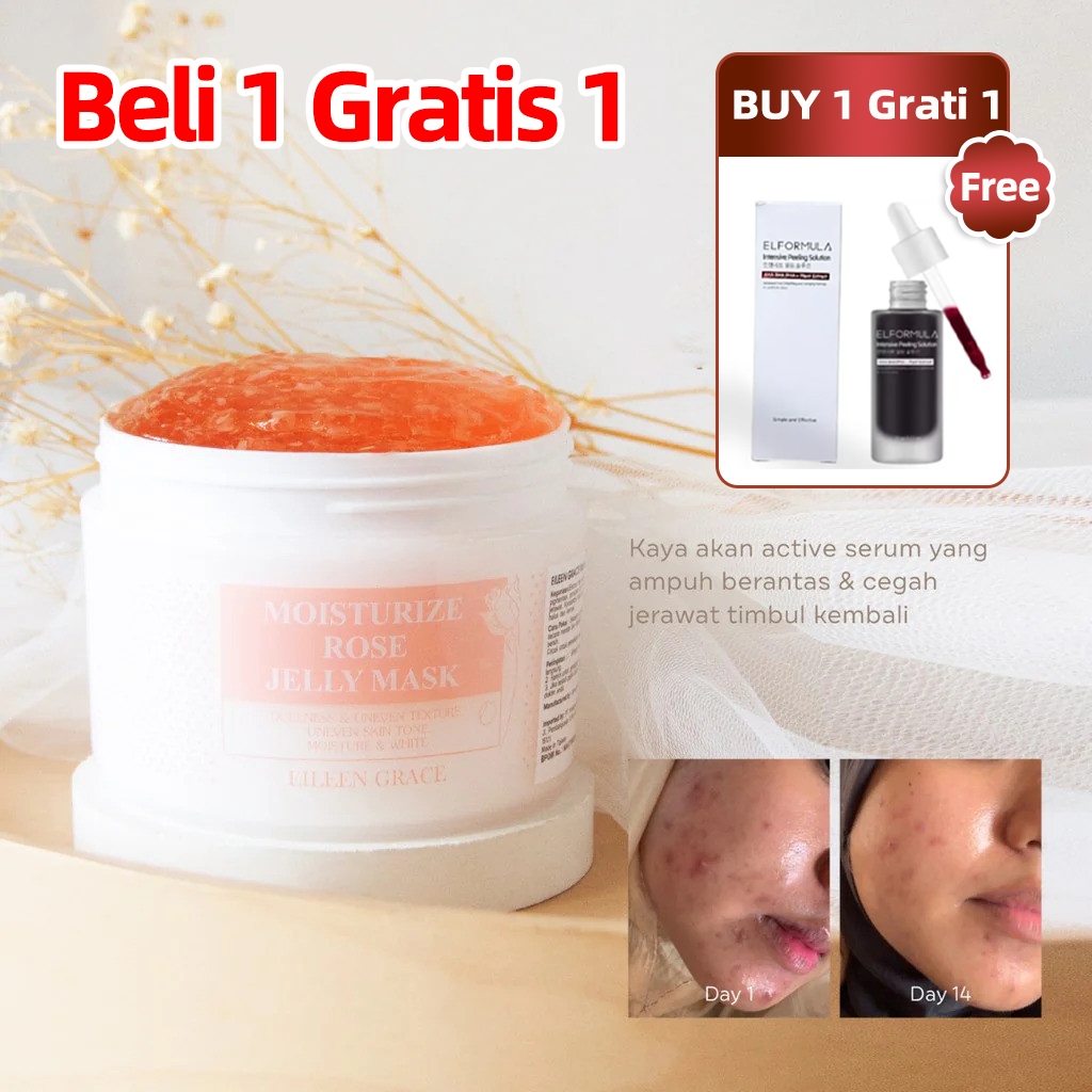 EILEEN GRACE - Moisturize Rose Jelly Mask 300 ml | Masker Wajah | Jerawat | Bruntus | Bopeng | Bekas