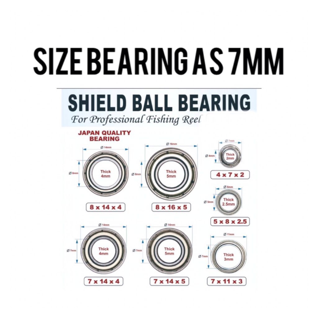 Bearing miniatur All size As 7mm CHN   7x11x3 , 7x12x3,5 ,7x13x3 , 7x13x3,5 ,7x13x4 , 7x14x2 ,7x14x3