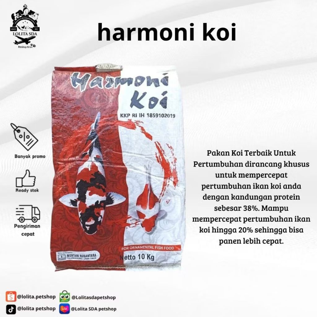 Harmoni Koi 10kg Pakan Koi Red Max Color Warna Growth Ikan Hiroyuki